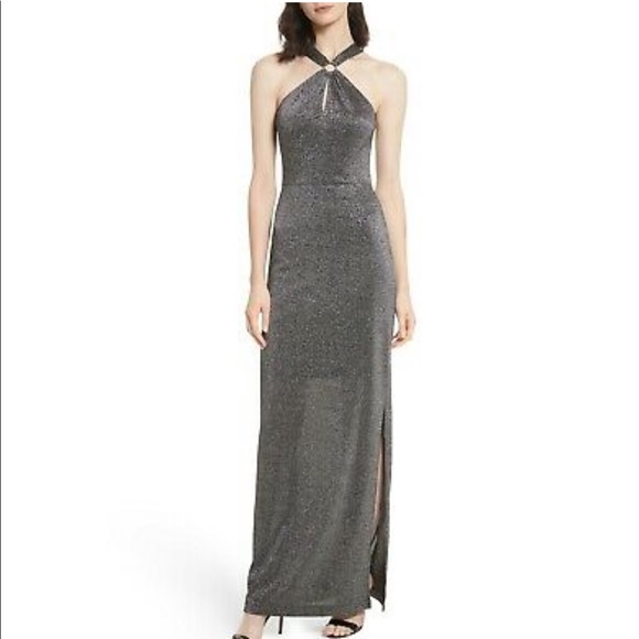 Ted Baker Black Olyvia Metallic Knit Maxi Dress - Picture 1 of 6